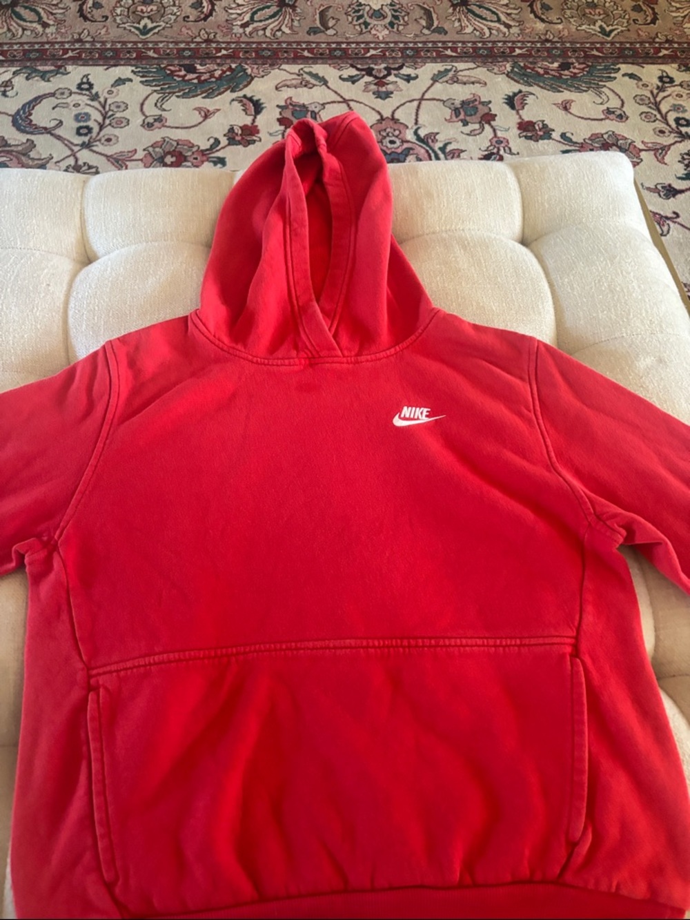 Nike Red Pullover Hoodie with White Swoosh